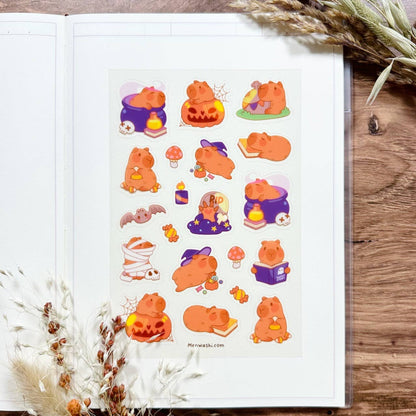 Halloween Capybara Clear Sticker Sheet
