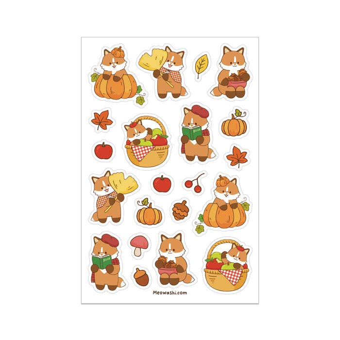 Autumn Fox Clear Sticker Sheet