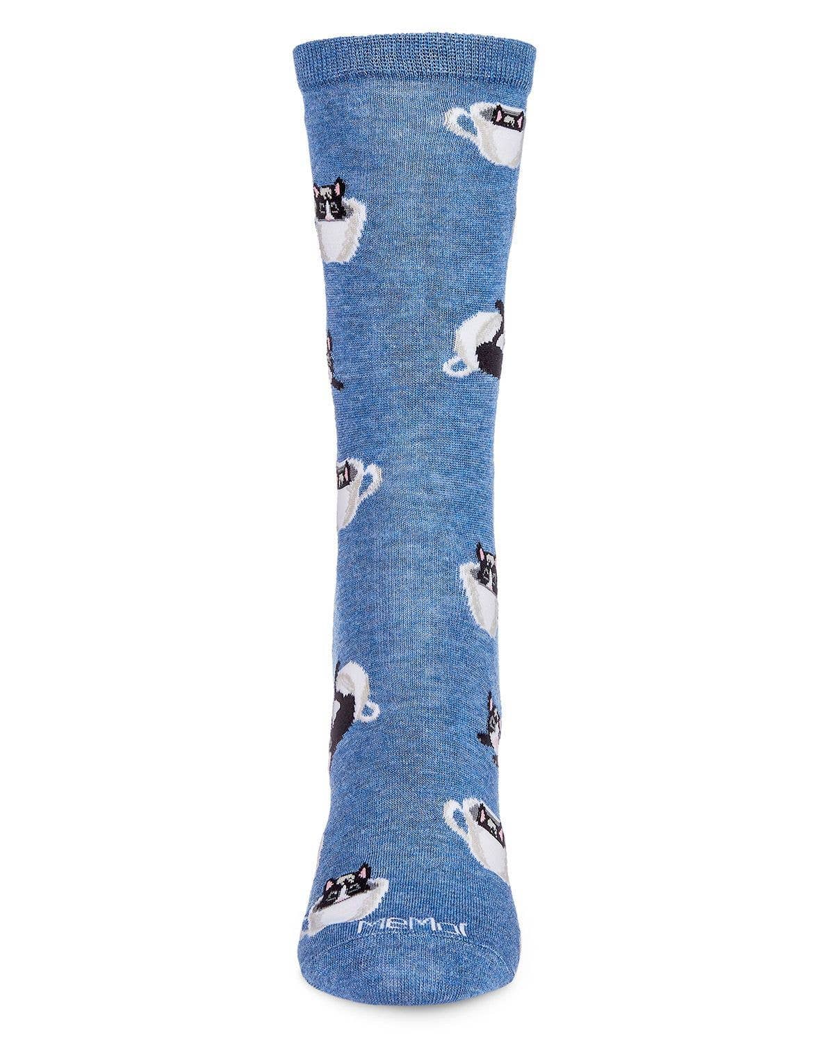 "Cup o' Cats" Coffee & Cats Bamboo Blend Crew Socks