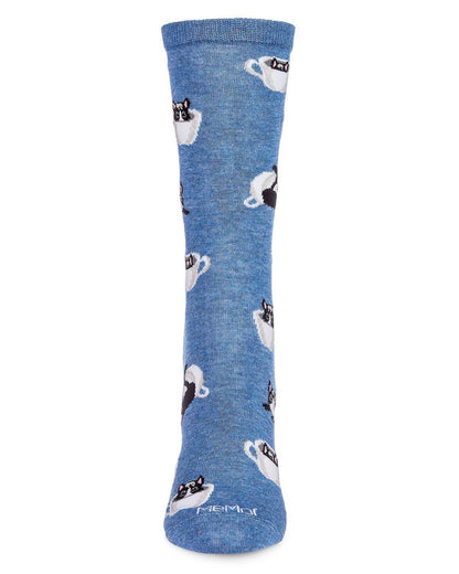 "Cup o' Cats" Coffee & Cats Bamboo Blend Crew Socks