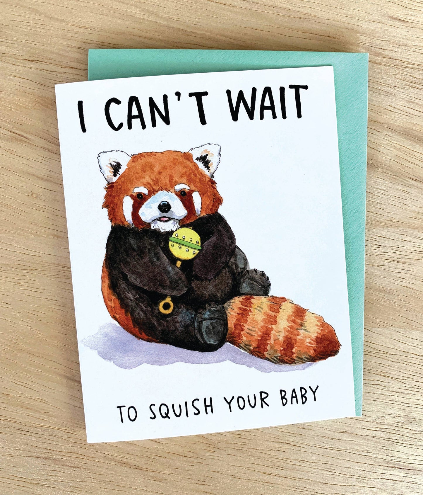 "Can't Wait to Squish Your Baby" Red Panda Baby Shower Card
