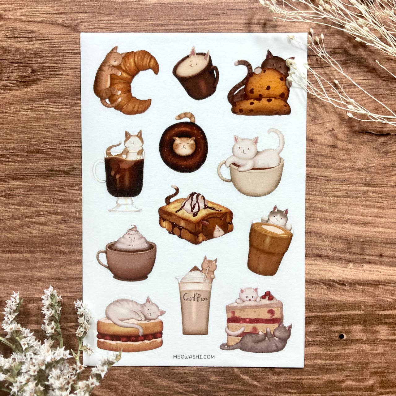 Cat Cafe Washi Sticker Sheet
