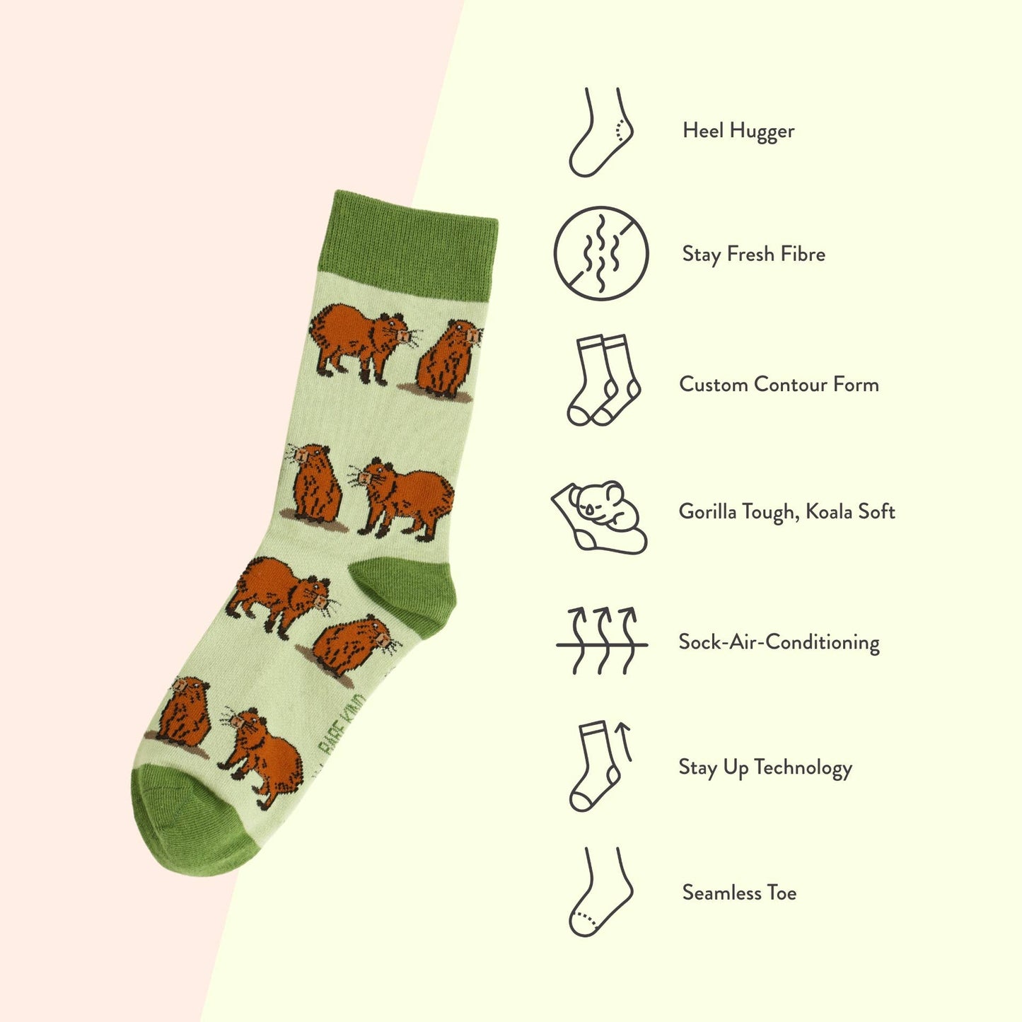 Green Capybara Socks