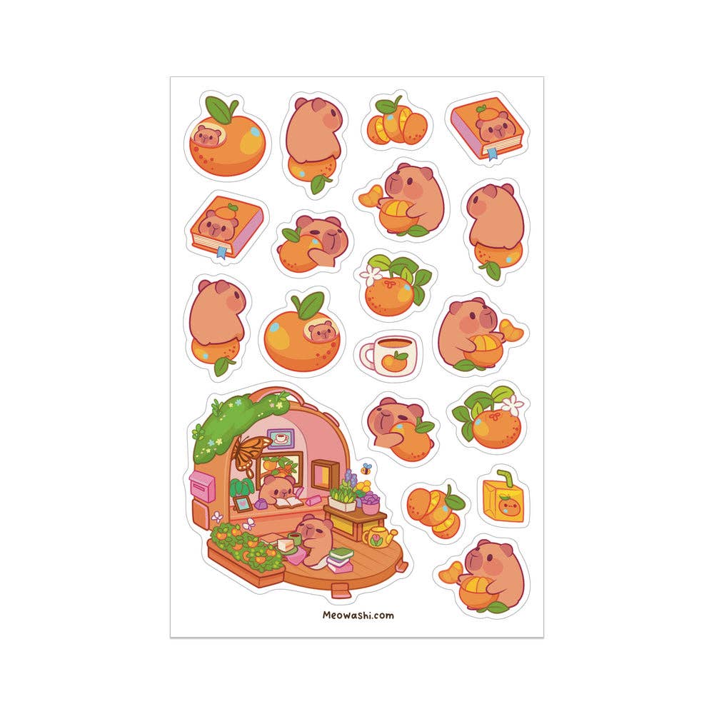 Orange Capybara Sticker Sheet