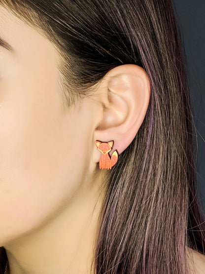 Wooden Fox Earrings