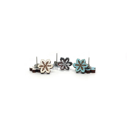 Wooden Snowflake Earrings