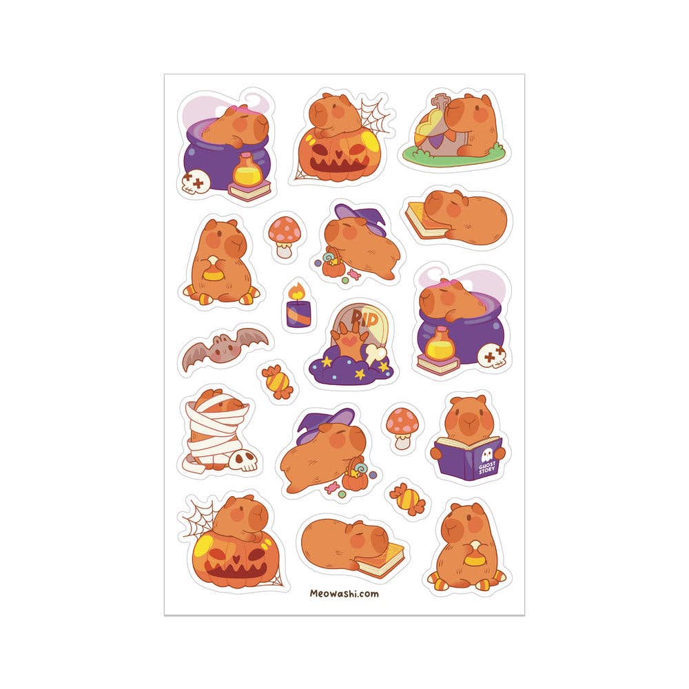 Halloween Capybara Clear Sticker Sheet