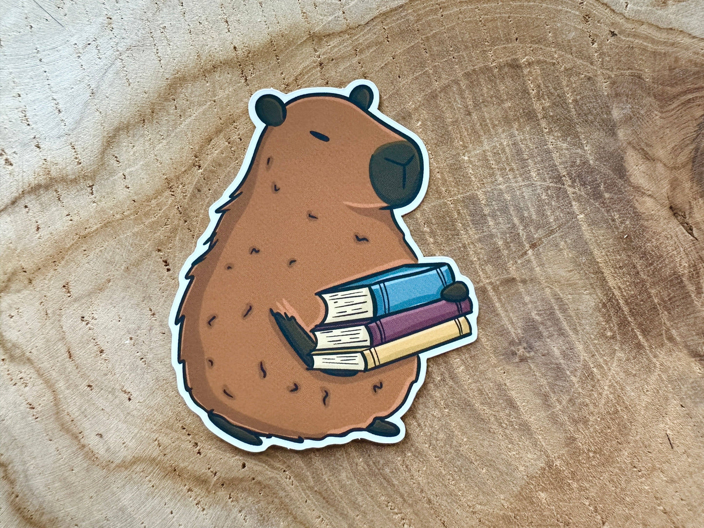 Capybara and Books Sticker