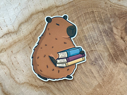 Capybara and Books Sticker
