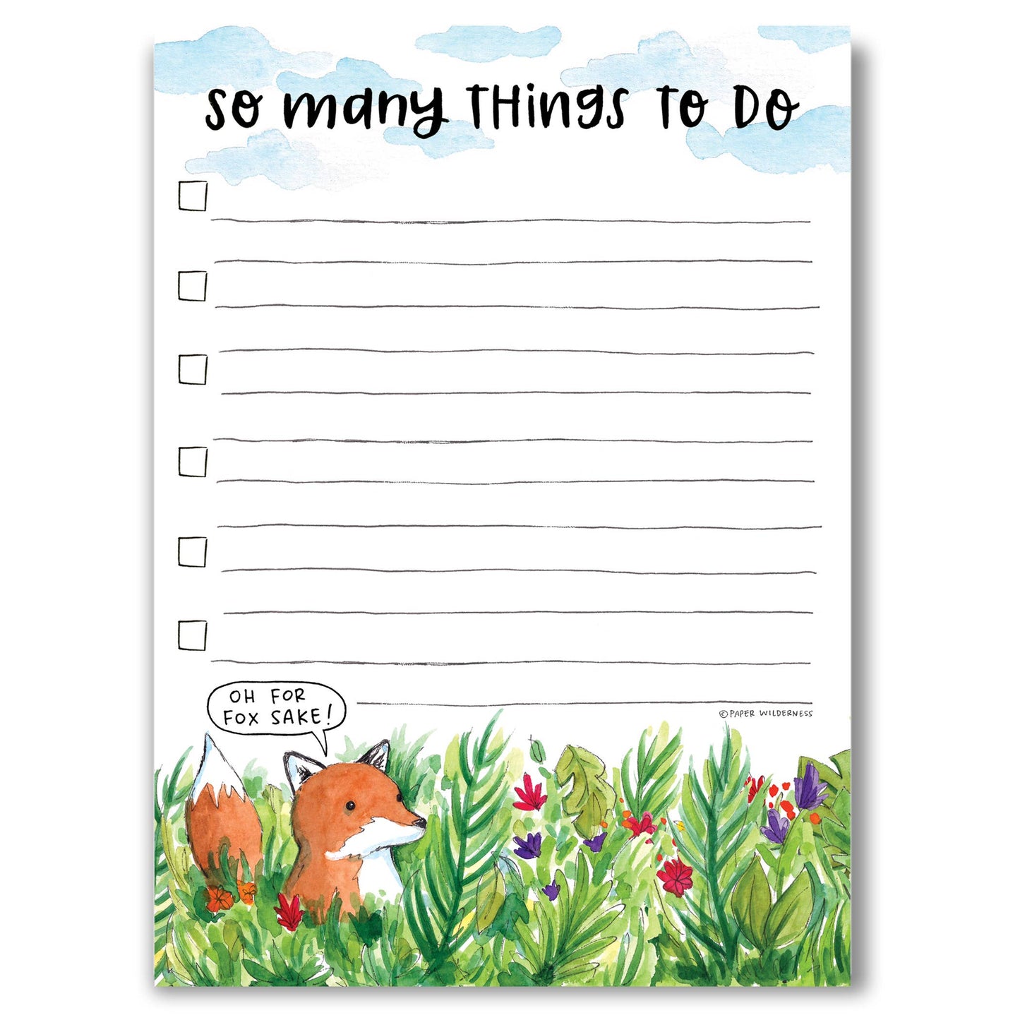 "For Fox Sake" To Do List Notepad