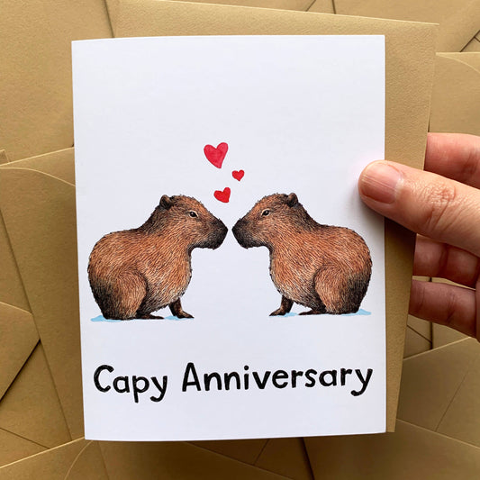 "Capy Anniversary" Capybara Love Card