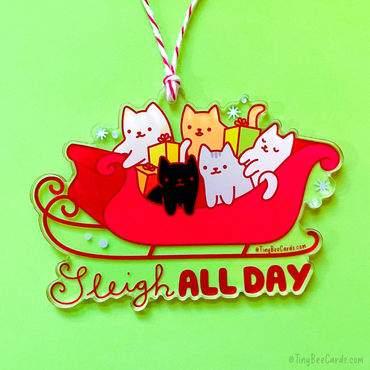 "Sleigh All Day" Cats Christmas Ornament