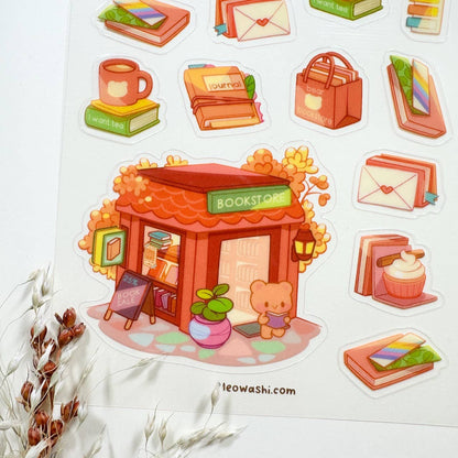 Autumn Bookstore Clear Sticker Sheet