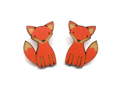 Wooden Fox Earrings