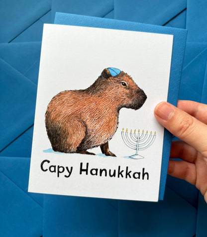 "Capy Hanukkah" Capybara Hanukkah Card