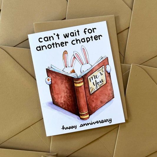 Another Chapter Book Bunny Anniversary Card
