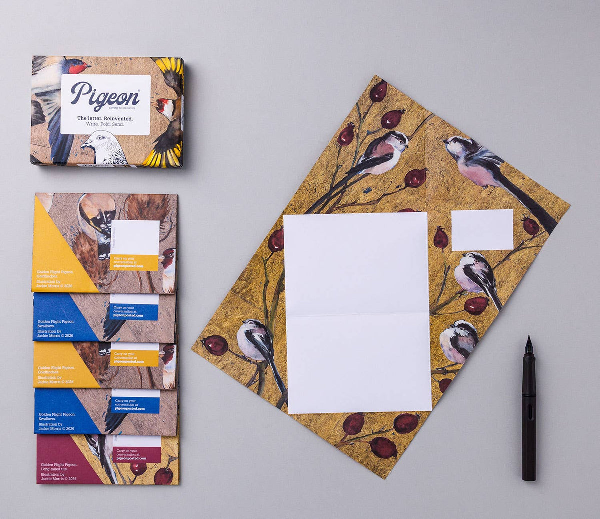 Golden Flight Pigeon Folding Letter Set (Pack of 6)
