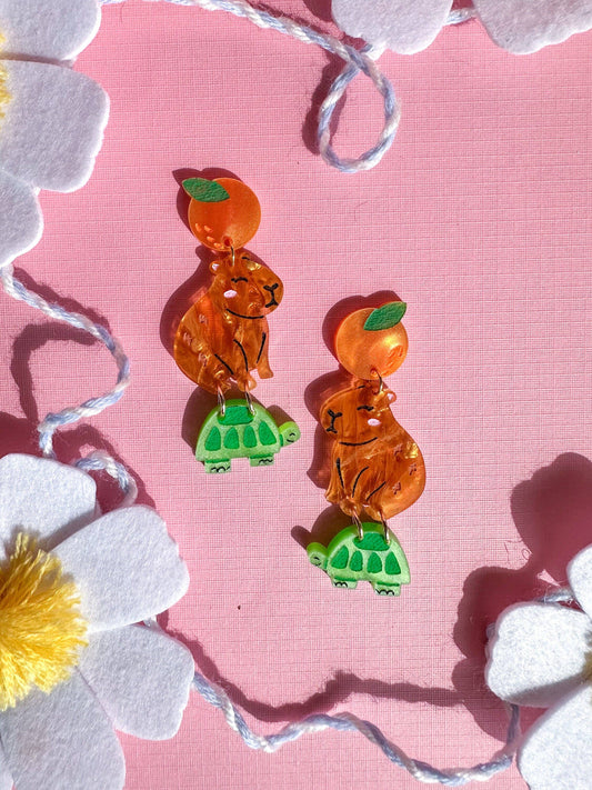 Cappy the Capybara Handmade Acrylic Earrings