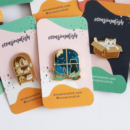 Cat Window Enamel Pin