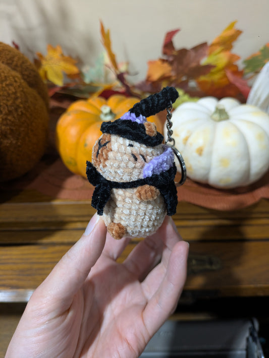 Handmade Crochet Witch Capybara Keychain
