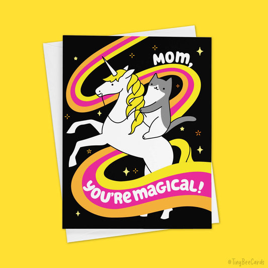 "Mom, You're Magical" Mother's Day Cat Riding Unicorn Card