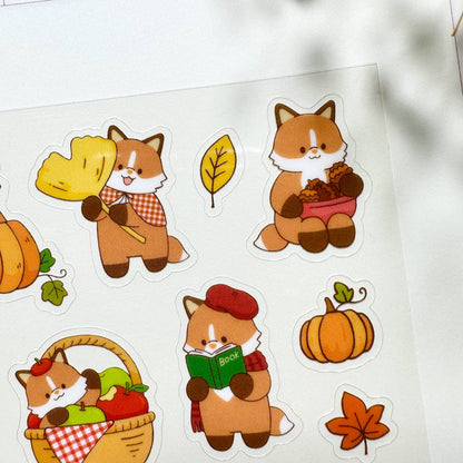 Autumn Fox Clear Sticker Sheet