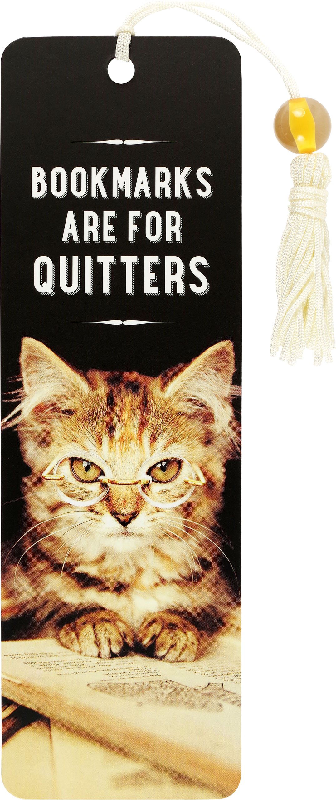 "Bookmarks are for Quitters" - Funny Cat Beaded Bookmark