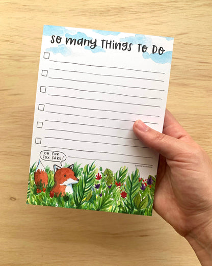 "For Fox Sake" To Do List Notepad