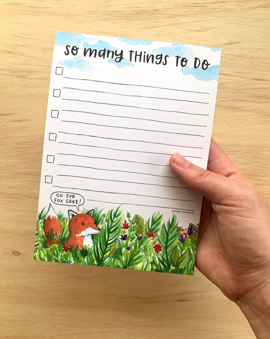 "For Fox Sake" To Do List Notepad