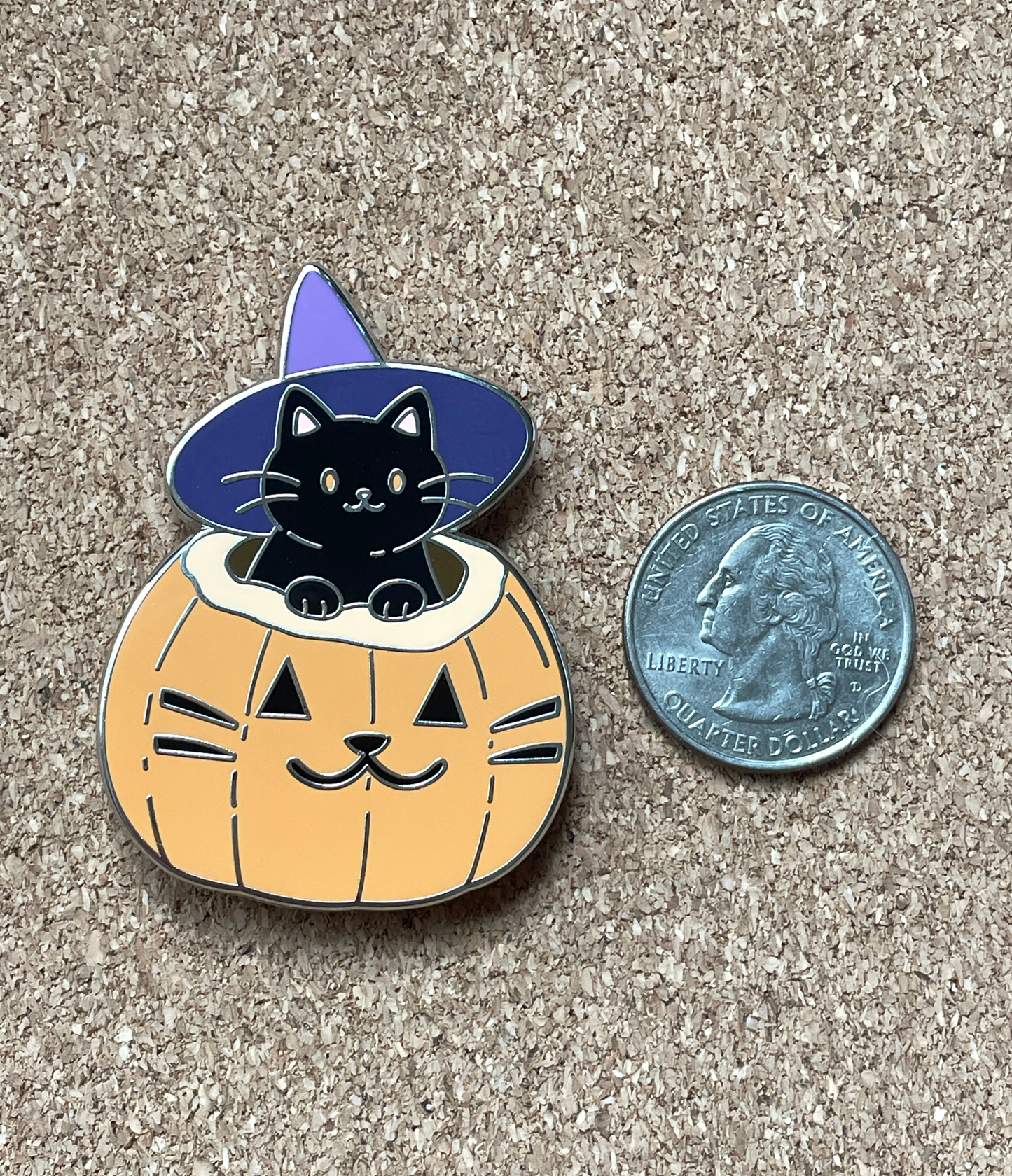Witch Cat and Pumpkin Enamel Pin