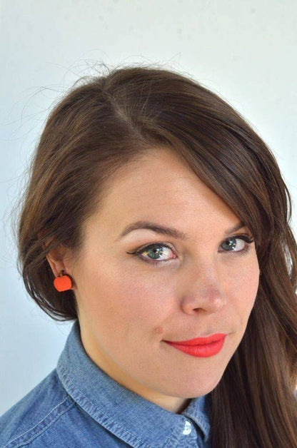 Wooden Pumpkin Earrings