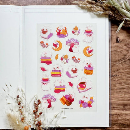 Bookworm Ghost Clear Sticker Sheet