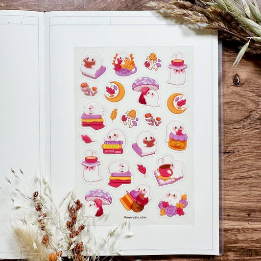 Bookworm Ghost Clear Sticker Sheet