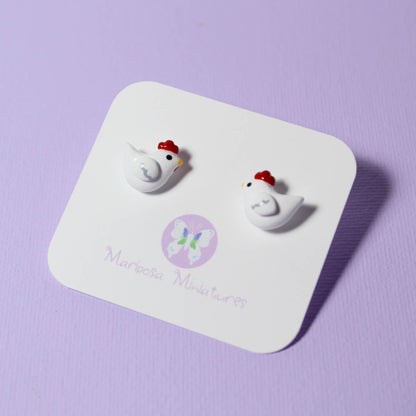 Hand-Sculpted Chicken Stud Earrings