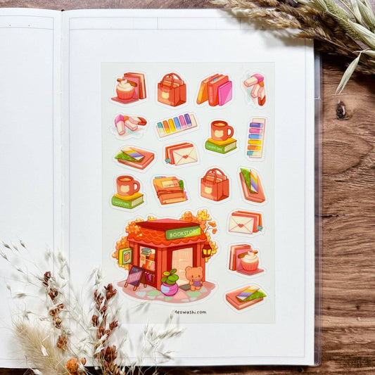 Autumn Bookstore Clear Sticker Sheet