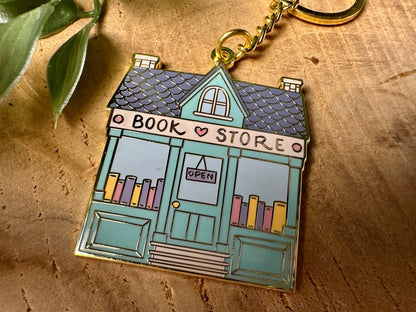 Bookstore Enamel Keychain