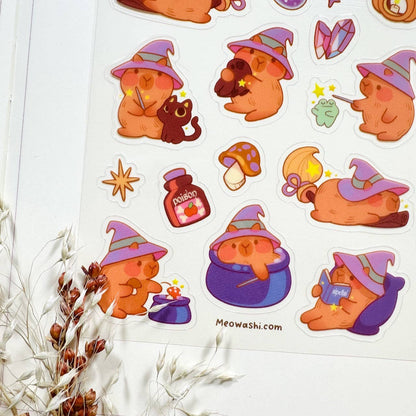 Wizard Capybara Clear Sticker Sheet