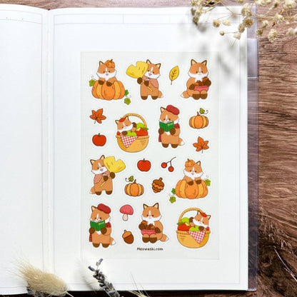 Autumn Fox Clear Sticker Sheet