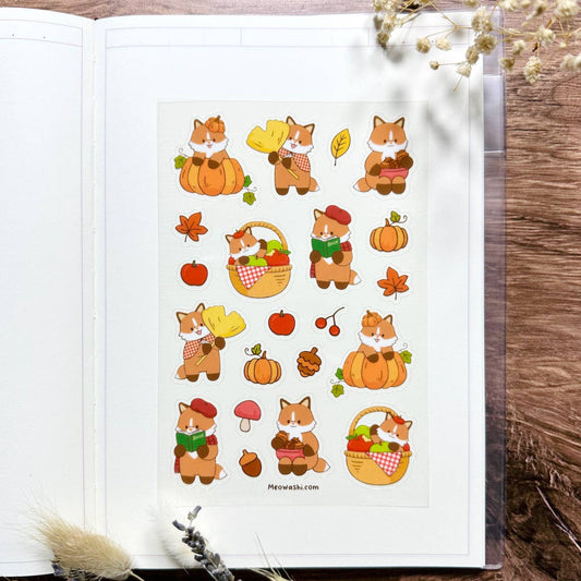 Autumn Fox Clear Sticker Sheet