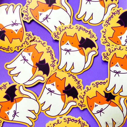 "Feline Spooky" Spooky Cat Bat Vinyl Sticker