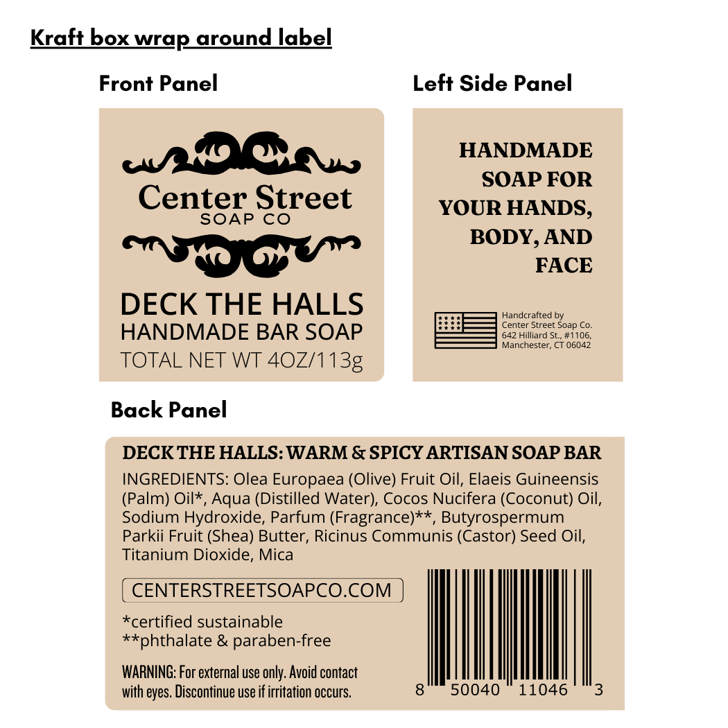 "Deck The Halls" Christmas Handmade Bar Soap