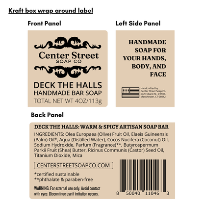 "Deck The Halls" Christmas Handmade Bar Soap