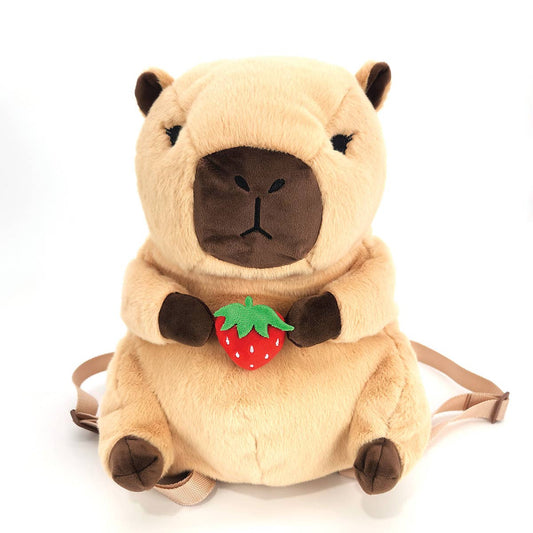 Strawberry Capybara Plush Backpack