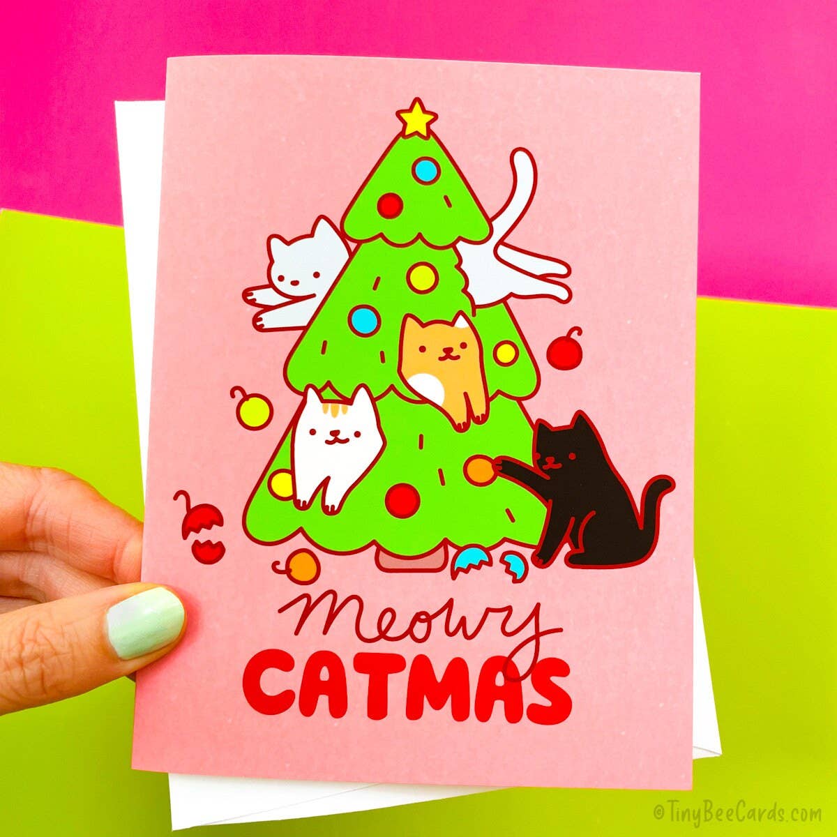 "Meowy Catmas" Cat Lover Christmas Card