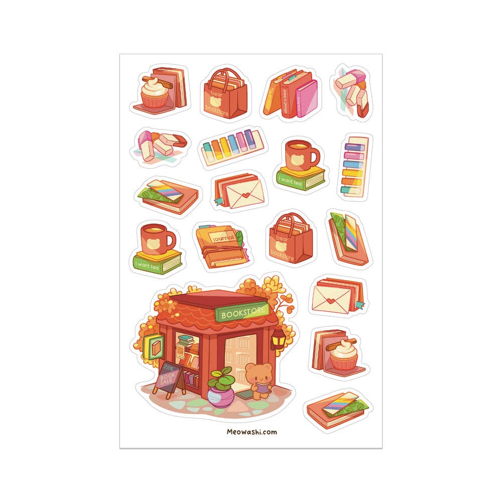 Autumn Bookstore Clear Sticker Sheet