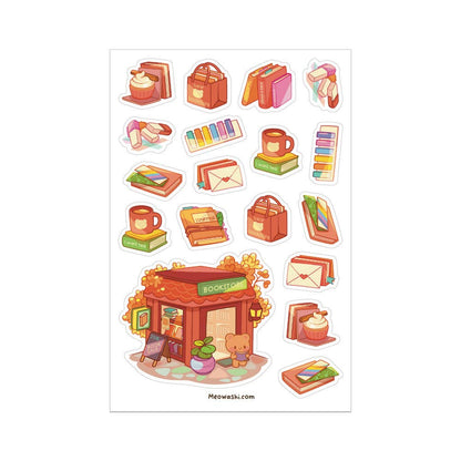 Autumn Bookstore Clear Sticker Sheet