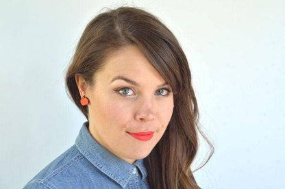 Wooden Pumpkin Earrings