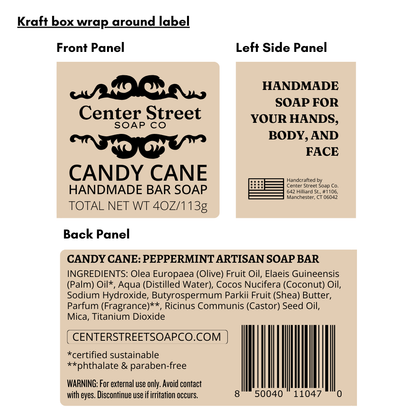 "Candy Cane" Christmas Handmade Bar Soap