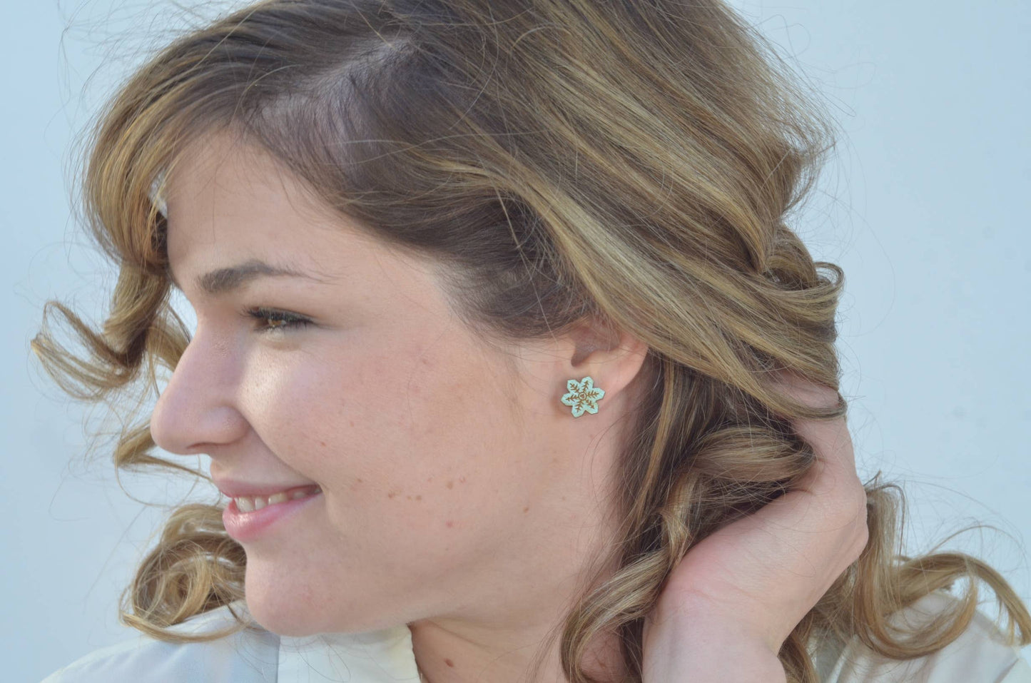 Wooden Snowflake Earrings